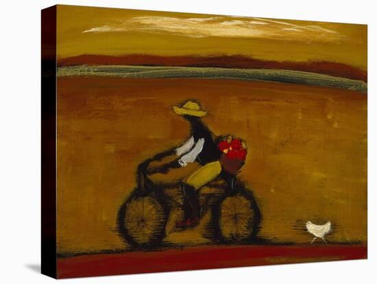 Man on Bicycle-Karen Bezuidenhout-Stretched Canvas