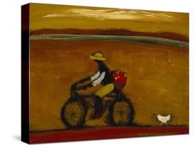 Man on Bicycle-Karen Bezuidenhout-Stretched Canvas