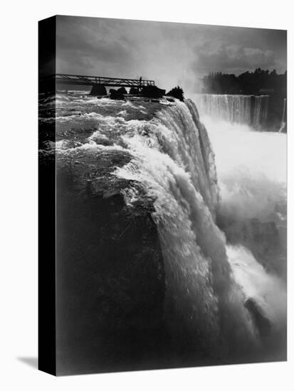 Man on Boardwalk at Horseshoe Falls-null-Stretched Canvas