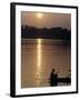 Man on Boat on River Near Dr. Albert Schweitzer's Compound at Lambarene-George Silk-Framed Photographic Print