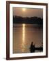 Man on Boat on River Near Dr. Albert Schweitzer's Compound at Lambarene-George Silk-Framed Photographic Print