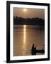 Man on Boat on River Near Dr. Albert Schweitzer's Compound at Lambarene-George Silk-Framed Photographic Print