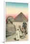 Man on Camel, Sphinx, Pyramid-null-Framed Art Print