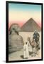 Man on Camel, Sphinx, Pyramid-null-Framed Art Print