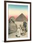 Man on Camel, Sphinx, Pyramid-null-Framed Art Print