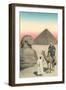 Man on Camel, Sphinx, Pyramid-null-Framed Art Print