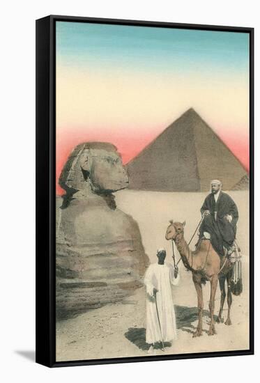 Man on Camel, Sphinx, Pyramid-null-Framed Stretched Canvas