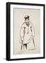 Man on Crutches (Graphite with Reed Pen and Black Ink on Fine-Textured White Paper)-Edouard Manet-Framed Giclee Print