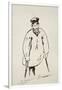 Man on Crutches (Graphite with Reed Pen and Black Ink on Fine-Textured White Paper)-Edouard Manet-Framed Giclee Print