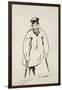 Man on Crutches (Graphite with Reed Pen and Black Ink on Fine-Textured White Paper)-Edouard Manet-Framed Giclee Print