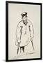 Man on Crutches (Graphite with Reed Pen and Black Ink on Fine-Textured White Paper)-Edouard Manet-Framed Giclee Print