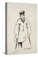 Man on Crutches (Graphite with Reed Pen and Black Ink on Fine-Textured White Paper)-Edouard Manet-Stretched Canvas