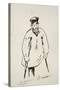 Man on Crutches (Graphite with Reed Pen and Black Ink on Fine-Textured White Paper)-Edouard Manet-Stretched Canvas