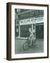 Man on Harley Davidson Motocycle at Hirsch Cycle Co., 1927-Chapin Bowen-Framed Giclee Print