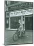 Man on Harley Davidson Motocycle at Hirsch Cycle Co., 1927-Chapin Bowen-Mounted Giclee Print
