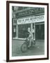 Man on Harley Davidson Motocycle at Hirsch Cycle Co., 1927-Chapin Bowen-Framed Giclee Print