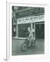 Man on Harley Davidson Motocycle at Hirsch Cycle Co., 1927-Chapin Bowen-Framed Giclee Print