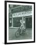 Man on Harley Davidson Motocycle at Hirsch Cycle Co., 1927-Chapin Bowen-Framed Giclee Print