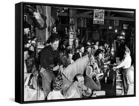 Man on horse In Bar During Reenactment of Killing in James Butler "Wild Bill" Hickok by Jack McCall-Alfred Eisenstaedt-Framed Stretched Canvas