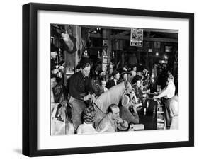 Man on horse In Bar During Reenactment of Killing in James Butler "Wild Bill" Hickok by Jack McCall-Alfred Eisenstaedt-Framed Photographic Print