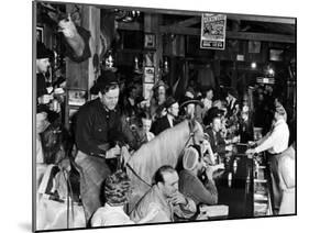 Man on horse In Bar During Reenactment of Killing in James Butler "Wild Bill" Hickok by Jack McCall-Alfred Eisenstaedt-Mounted Photographic Print