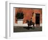 Man on Horse in Front of a Typical Painted Wall, Antigua, Guatemala, Central America-Upperhall-Framed Photographic Print