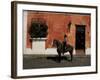 Man on Horse in Front of a Typical Painted Wall, Antigua, Guatemala, Central America-Upperhall-Framed Photographic Print