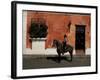 Man on Horse in Front of a Typical Painted Wall, Antigua, Guatemala, Central America-Upperhall-Framed Photographic Print