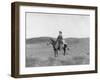 Man on Horse with Slain Antelope Photograph - Iron Mountain, WY-Lantern Press-Framed Art Print