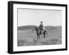 Man on Horse with Slain Antelope Photograph - Iron Mountain, WY-Lantern Press-Framed Art Print