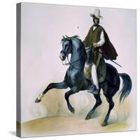 Man on Horseback from Voyages of Louis M a Du Petit-Thouars, 1837-39-null-Stretched Canvas