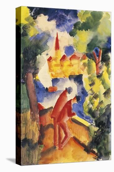 Man on Lakeside Terrace, 1914-Auguste Macke-Stretched Canvas