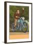 Man on Motorcycle, Waving-null-Framed Art Print