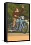 Man on Motorcycle, Waving-null-Framed Stretched Canvas