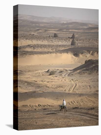 Man on Mule-Back Traverses the Desert around the Ancient City of Old Dongola, Sudan, Africa-Mcconnell Andrew-Stretched Canvas