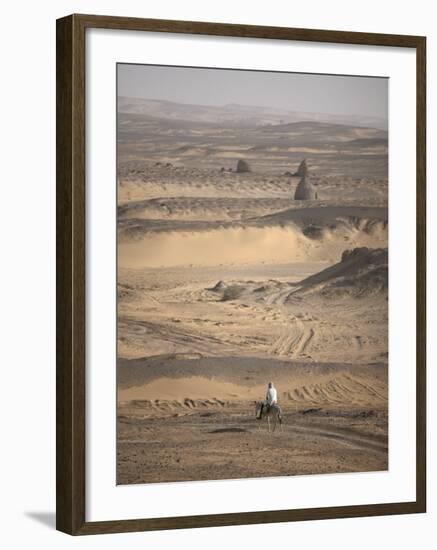 Man on Mule-Back Traverses the Desert around the Ancient City of Old Dongola, Sudan, Africa-Mcconnell Andrew-Framed Photographic Print