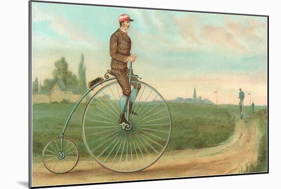 Man on Penny-Farthing-null-Mounted Art Print