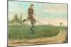 Man on Penny-Farthing-null-Mounted Art Print