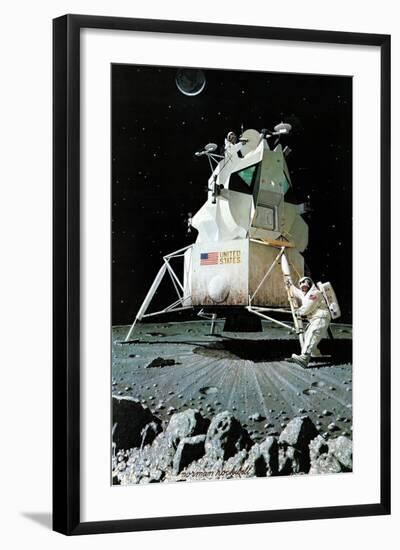 Man on the Moon (or United Stated Space Ship on the Moon)-Norman Rockwell-Framed Giclee Print