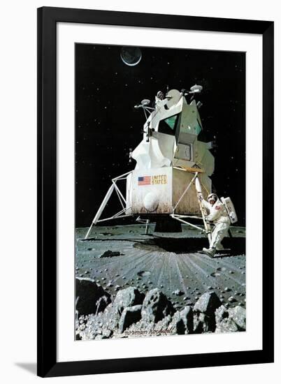 Man on the Moon (or United Stated Space Ship on the Moon)-Norman Rockwell-Framed Giclee Print