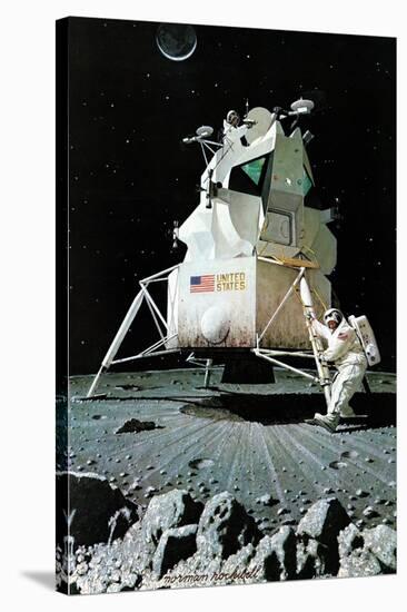 Man on the Moon (or United Stated Space Ship on the Moon)-Norman Rockwell-Stretched Canvas