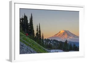 Man on Trail, Mt Adams Back, Goat Rocks Wilderness, Washington, USA-Gary Luhm-Framed Photographic Print