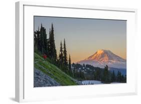 Man on Trail, Mt Adams Back, Goat Rocks Wilderness, Washington, USA-Gary Luhm-Framed Photographic Print