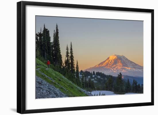 Man on Trail, Mt Adams Back, Goat Rocks Wilderness, Washington, USA-Gary Luhm-Framed Photographic Print