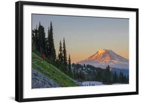 Man on Trail, Mt Adams Back, Goat Rocks Wilderness, Washington, USA-Gary Luhm-Framed Photographic Print