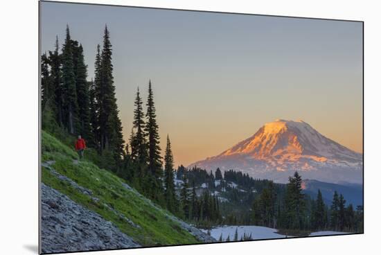 Man on Trail, Mt Adams Back, Goat Rocks Wilderness, Washington, USA-Gary Luhm-Mounted Photographic Print