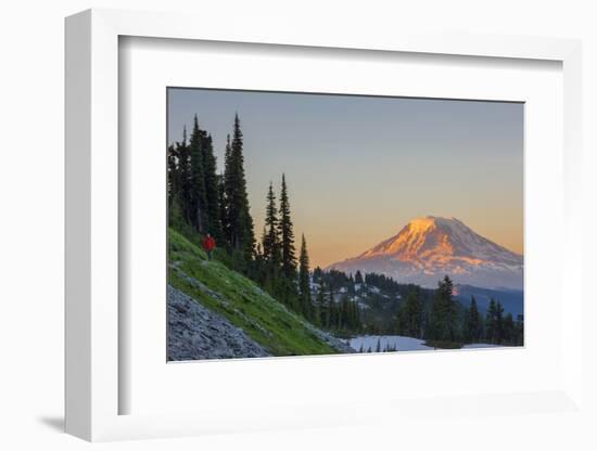 Man on Trail, Mt Adams Back, Goat Rocks Wilderness, Washington, USA-Gary Luhm-Framed Photographic Print