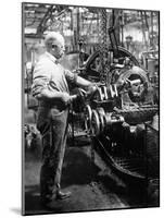 Man Operating Machinery in a Car Factory-null-Mounted Photographic Print