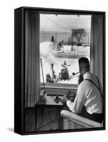 Man Operating Remote Control Snow Plow-Joe Scherschel-Framed Stretched Canvas