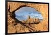 Man overlooking Turret Arch from North Window. Arches National Park, Moab, Grand County, Utah, USA.-ClickAlps-Framed Photographic Print